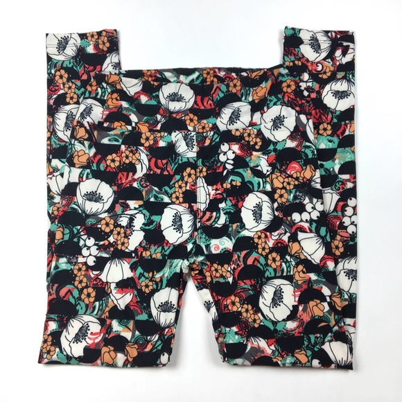 NWOT Lularoe floral white anemone peony rainbow boho leggings OS - Picture 1 of 3